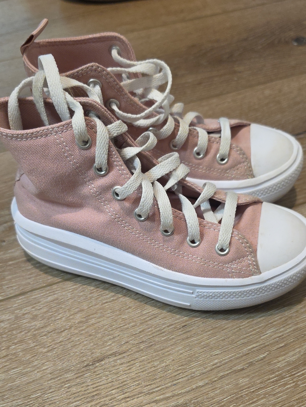 Converse Pink High-Top Canvas Sneakers with White Laces